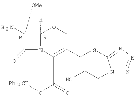 5-Oxa-1-azabicyclo[4.2.0]oct-2-ene-2-carboxylic acid, 7-amino-3-[[[1-(2-hydroxyethyl)-1H-tetrazol-5-yl]thio]methyl]-7-methoxy-8-oxo-, diphenylmethyl ester, (6R,7R)-
